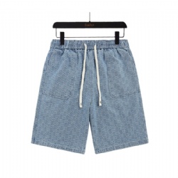 Designer washed denim shorts